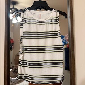Free People Movement Striped Sleeveless Top - Black and White